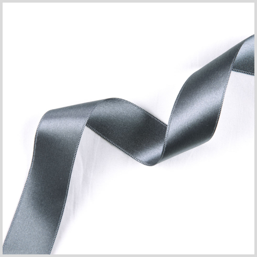 Silver Double Face French Satin Ribbon - 1 | Mood Fabrics