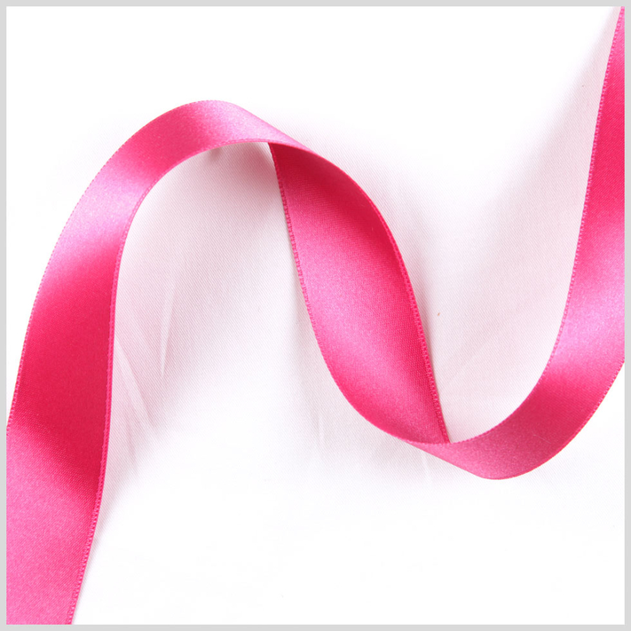3/8 Hot Pink Double Face French Satin Ribbon | Mood Fabrics