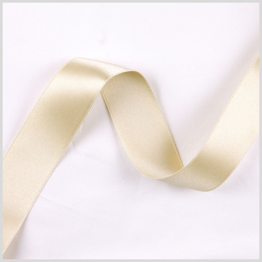 3/8 Pale Gold Double Face French Satin Ribbon | Mood Fabrics