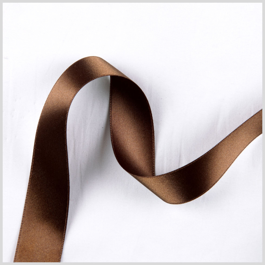 3/8 Light Brown Double Face French Satin Ribbon | Mood Fabrics