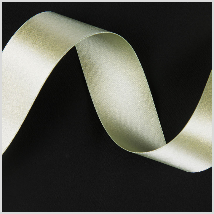 1.5 Celadon/Gold Double Face Metallic Satin Ribbon | Mood Fabrics