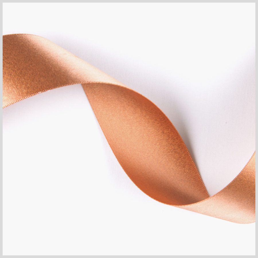 1.5 Cinnamon/Gold Double Face Metallic Satin Ribbon | Mood Fabrics