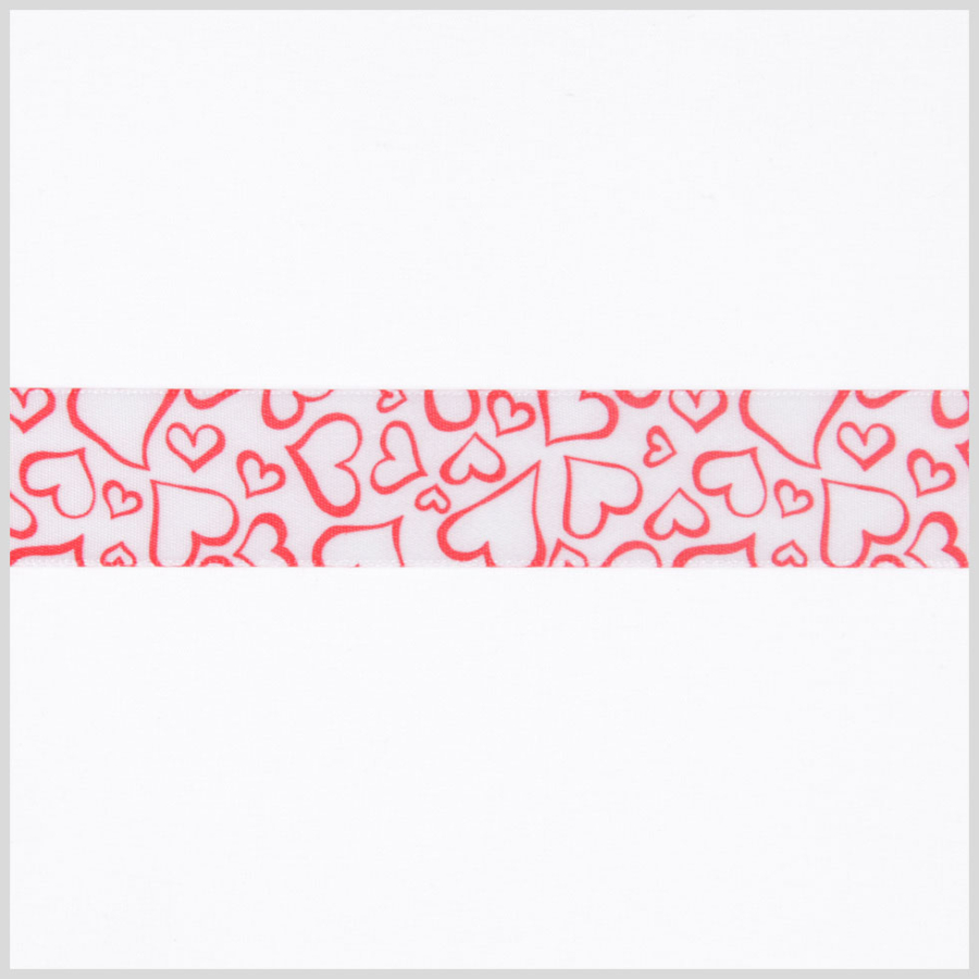 7/8 White/Red Printed Satin Ribbon | Mood Fabrics