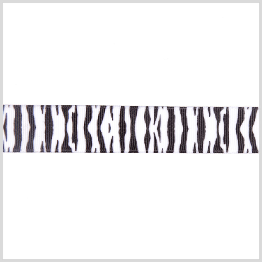 7/8 Black/White Printed Grosgrain Ribbon | Mood Fabrics