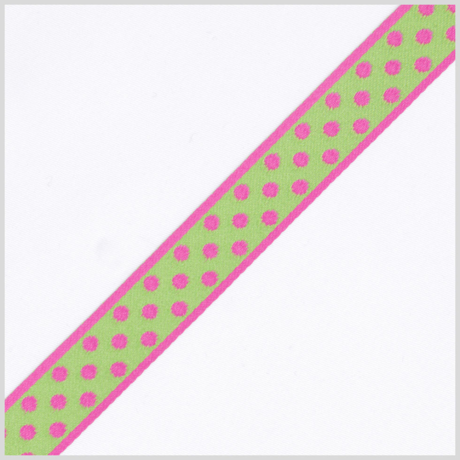 3/4 Hot Pink/Green French Jacquard Ribbon | Mood Fabrics