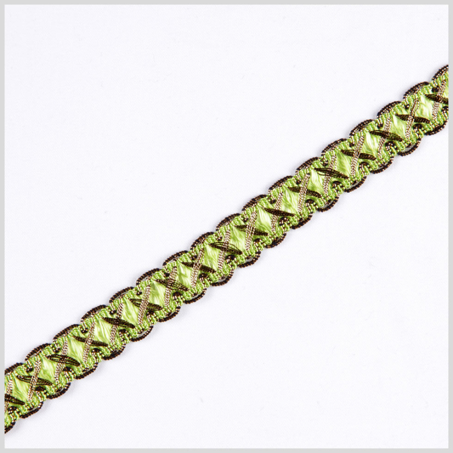 5/8 Lime/Gold Metallic Braid | Mood Fabrics