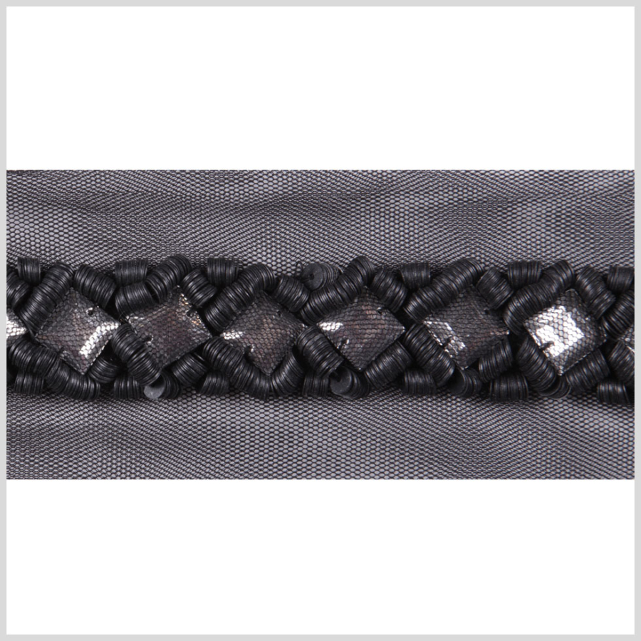 1.125 Black Beaded Sequin Trim | Mood Fabrics