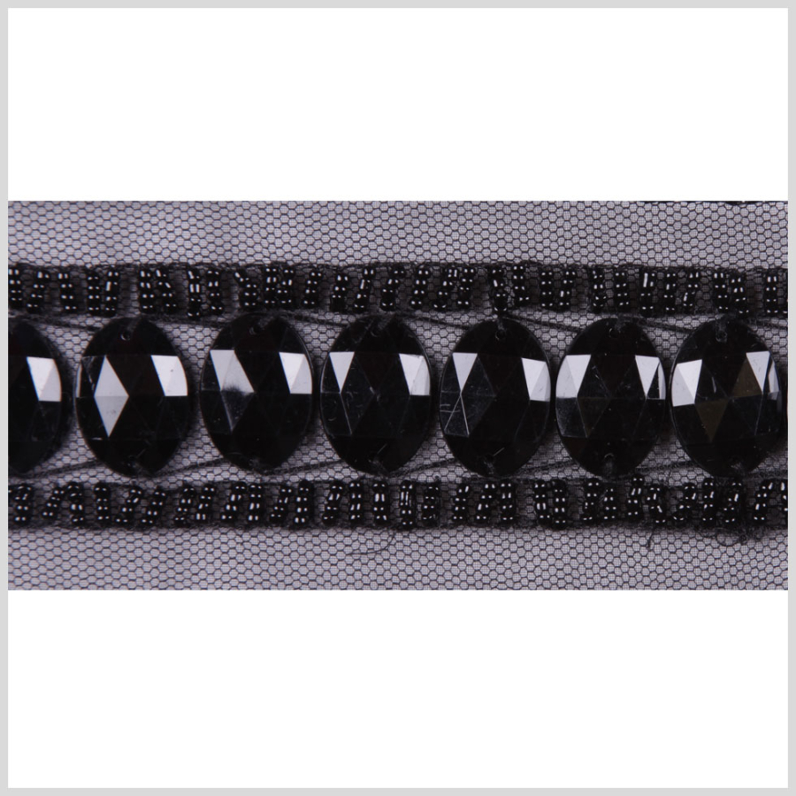 1.625 Black Beaded Sequin Trim | Mood Fabrics