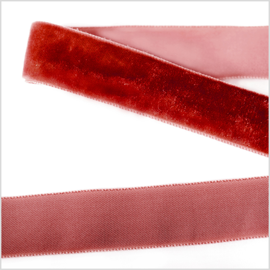Scarlet Single Face Velvet Ribbon - 0.875 | Mood Fabrics