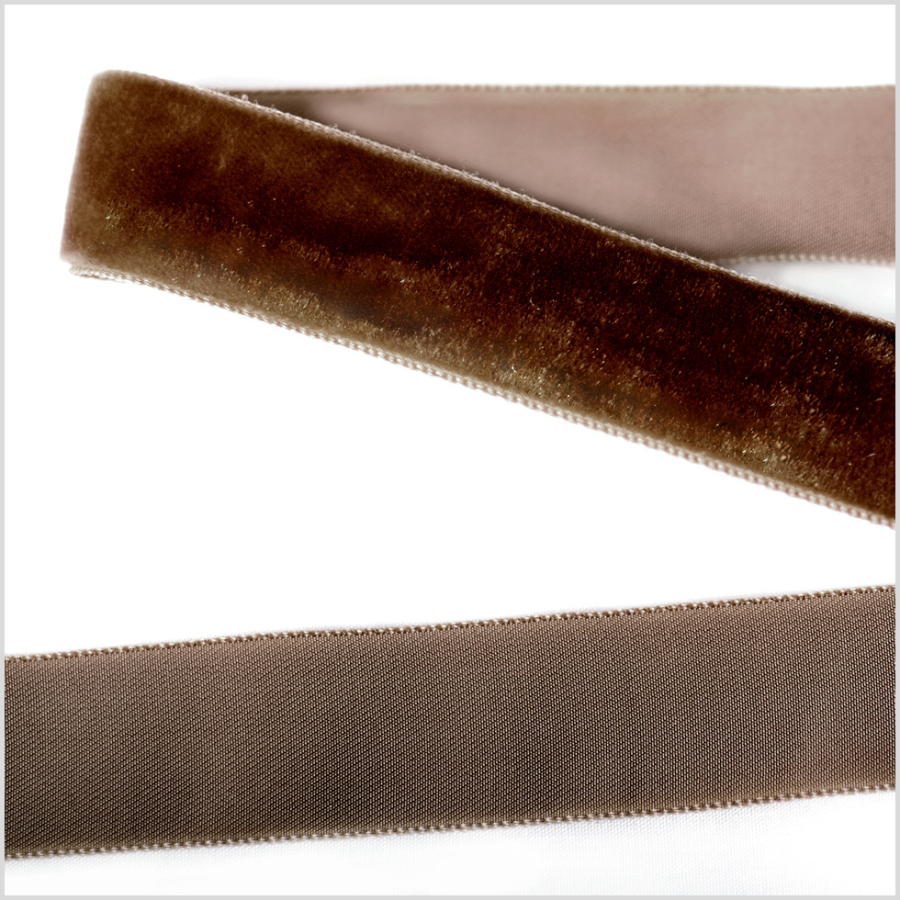 Chocolate Single Face Velvet Ribbon - 7/8 | Mood Fabrics
