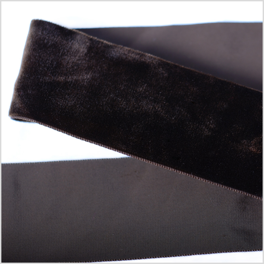 Chocolate Single Face Velvet Ribbon - 2 | Mood Fabrics