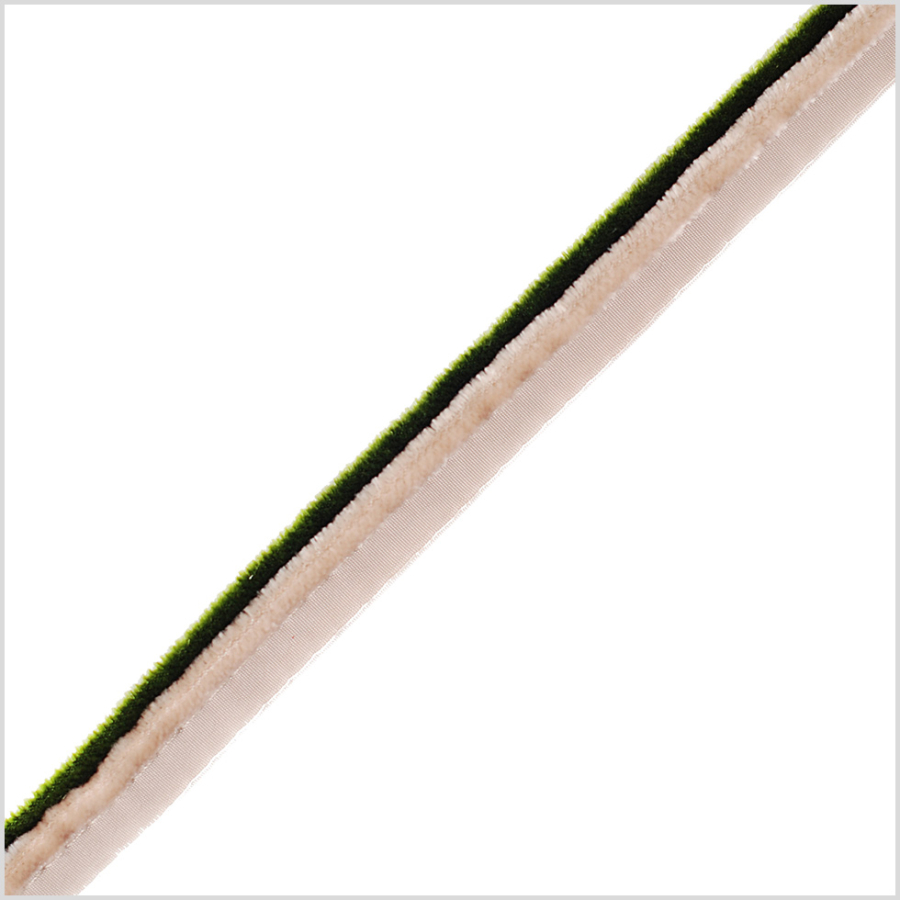 Italian Beige /Green Velvet Piping 0.625 | Mood Fabrics