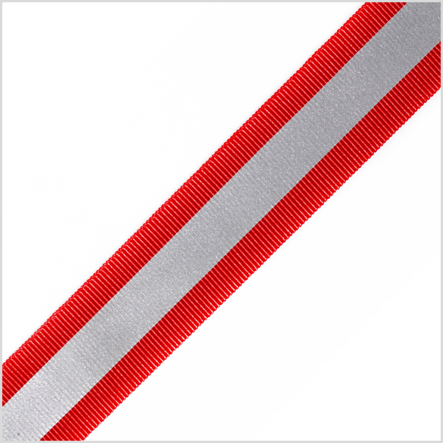 Red/Silver Grosgrain Ribbon - 1 | Mood Fabrics