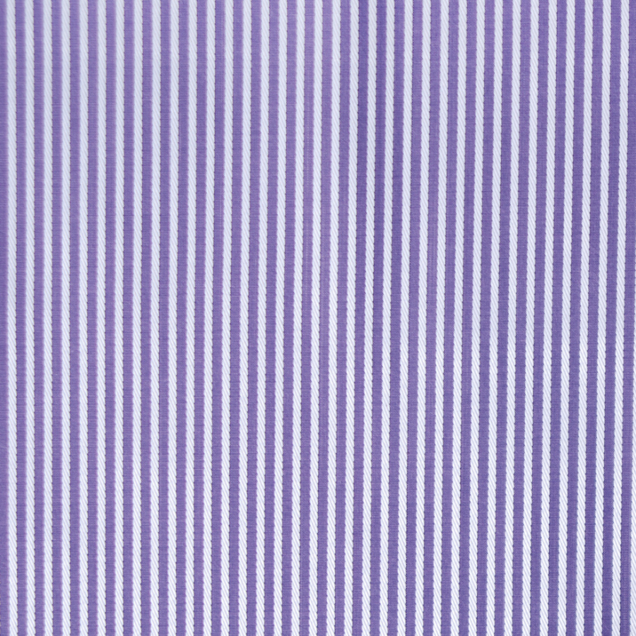 Italian Lavender and White Striped Cotton Shirting | Mood Fabrics