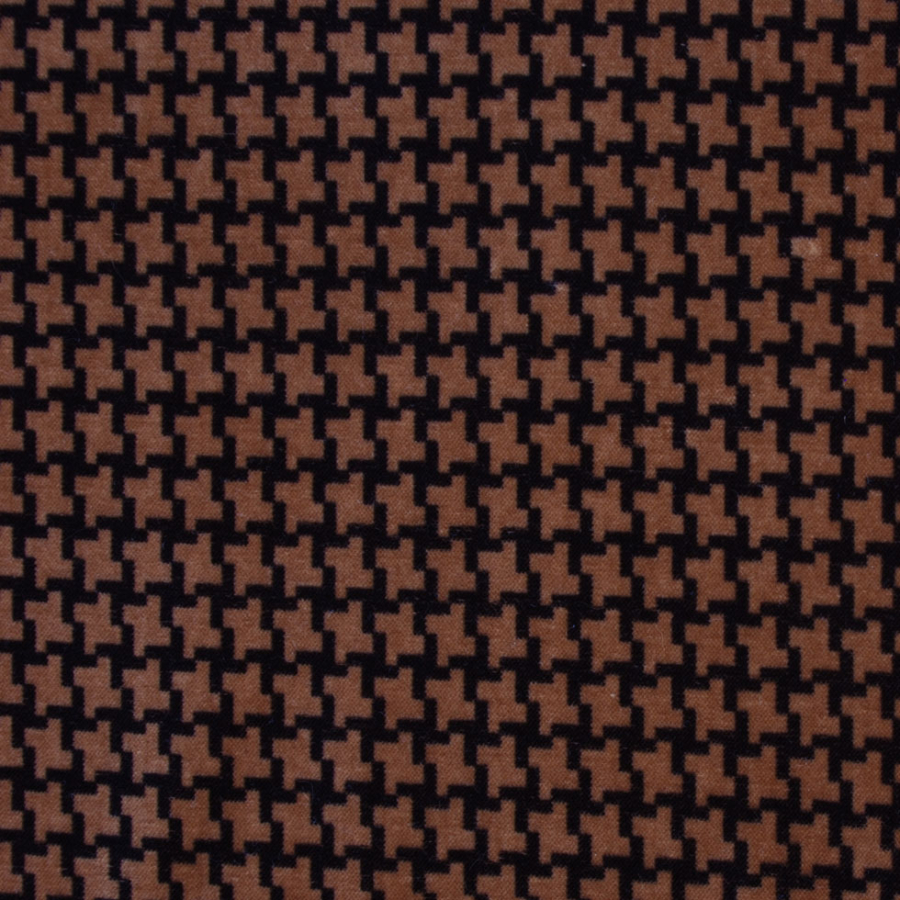 Brown Houndstooth Natty Cotton | Mood Fabrics