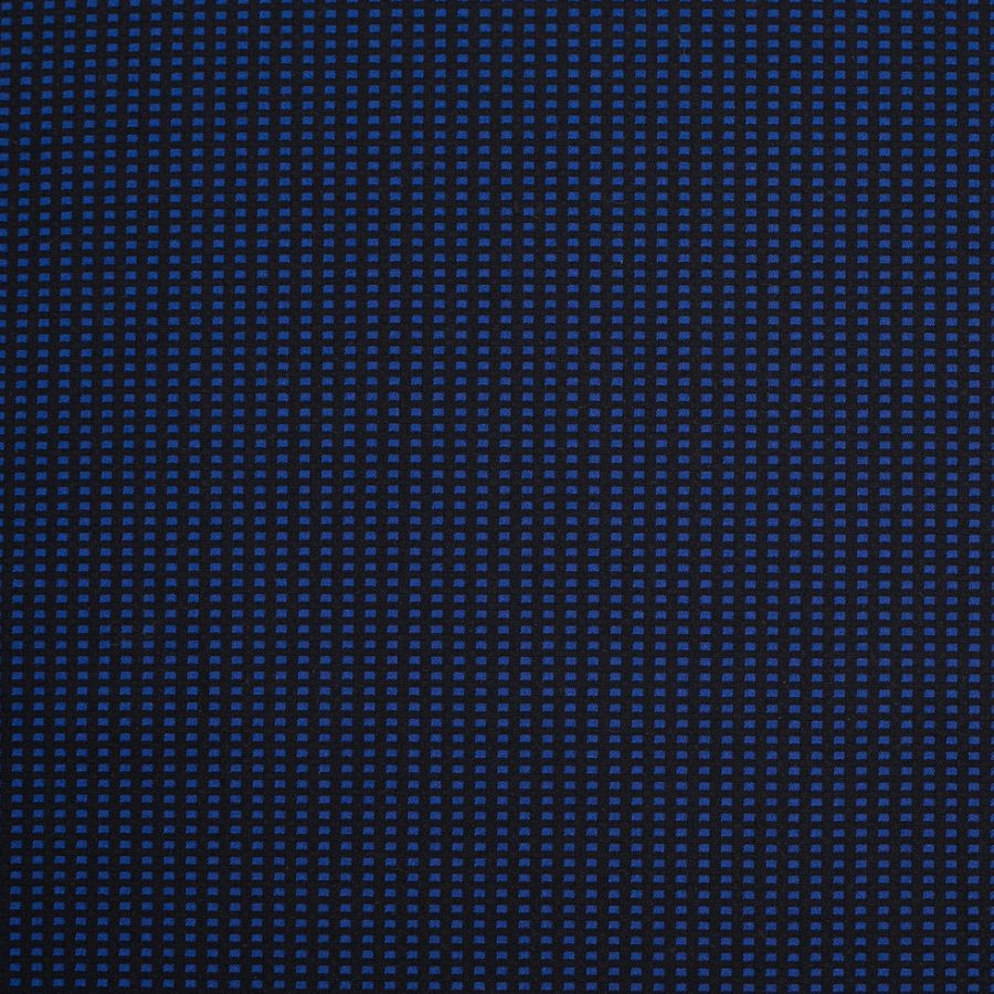 Geometric Black and Blue Blended Cotton Woven | Mood Fabrics