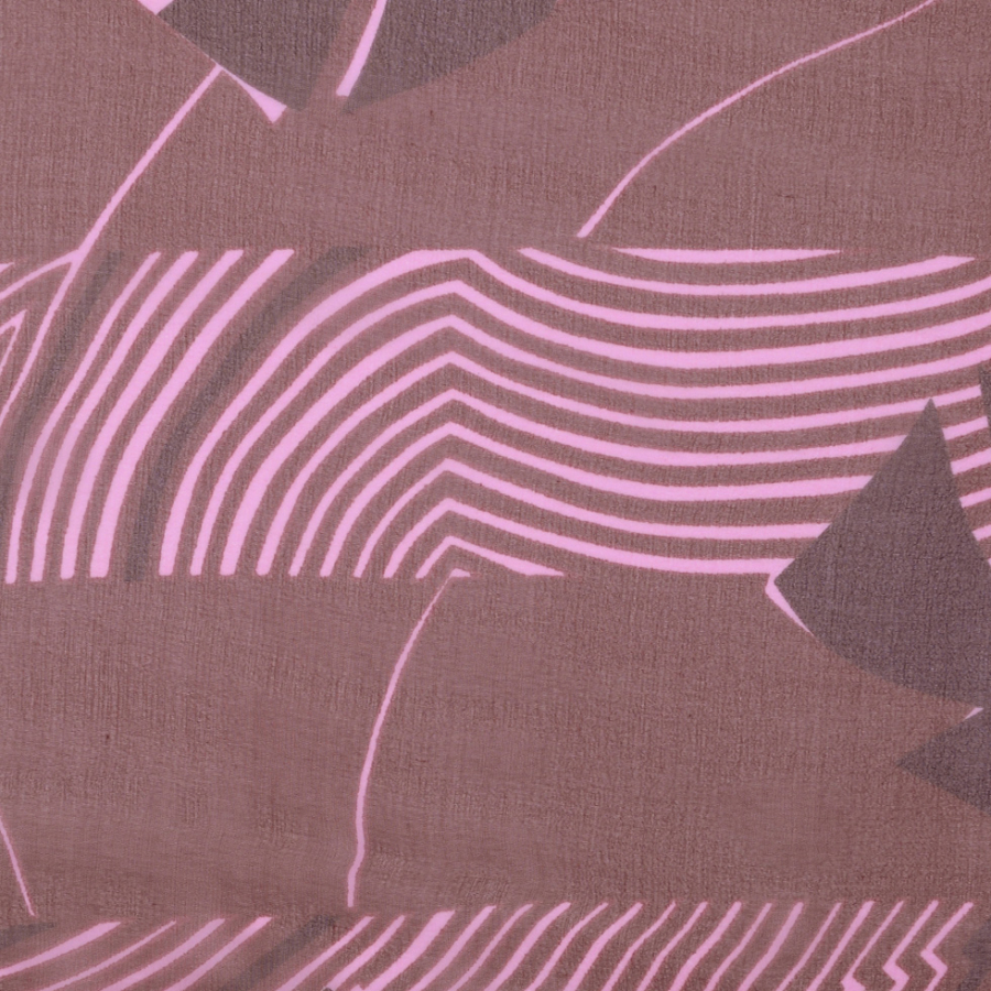 Brown and Bubblegum Pink Abstract 100% Silk Chiffon | Mood Fabrics