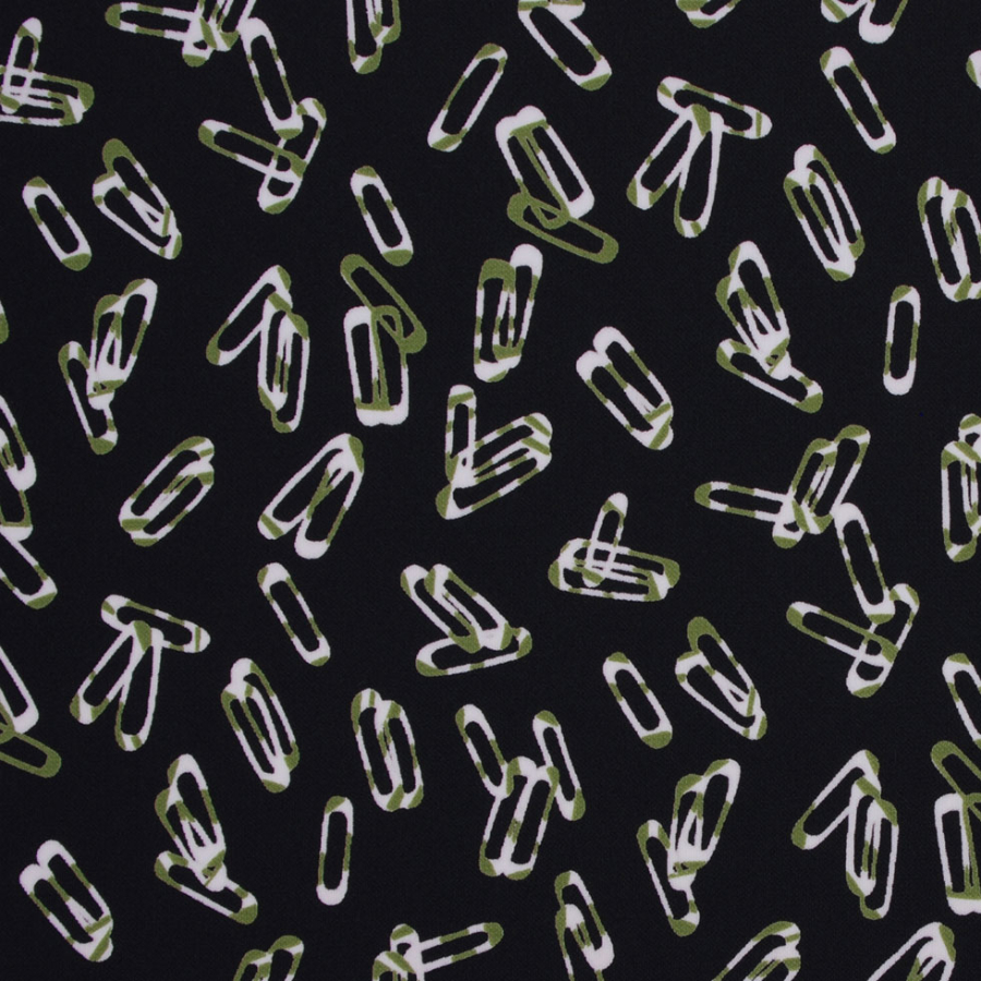 Black Polyester Jersey Paper Clip Print | Mood Fabrics