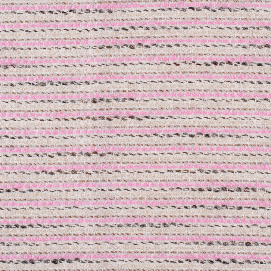 Famous NYC Designer Beige and Pink Novelty Tweed | Mood Fabrics
