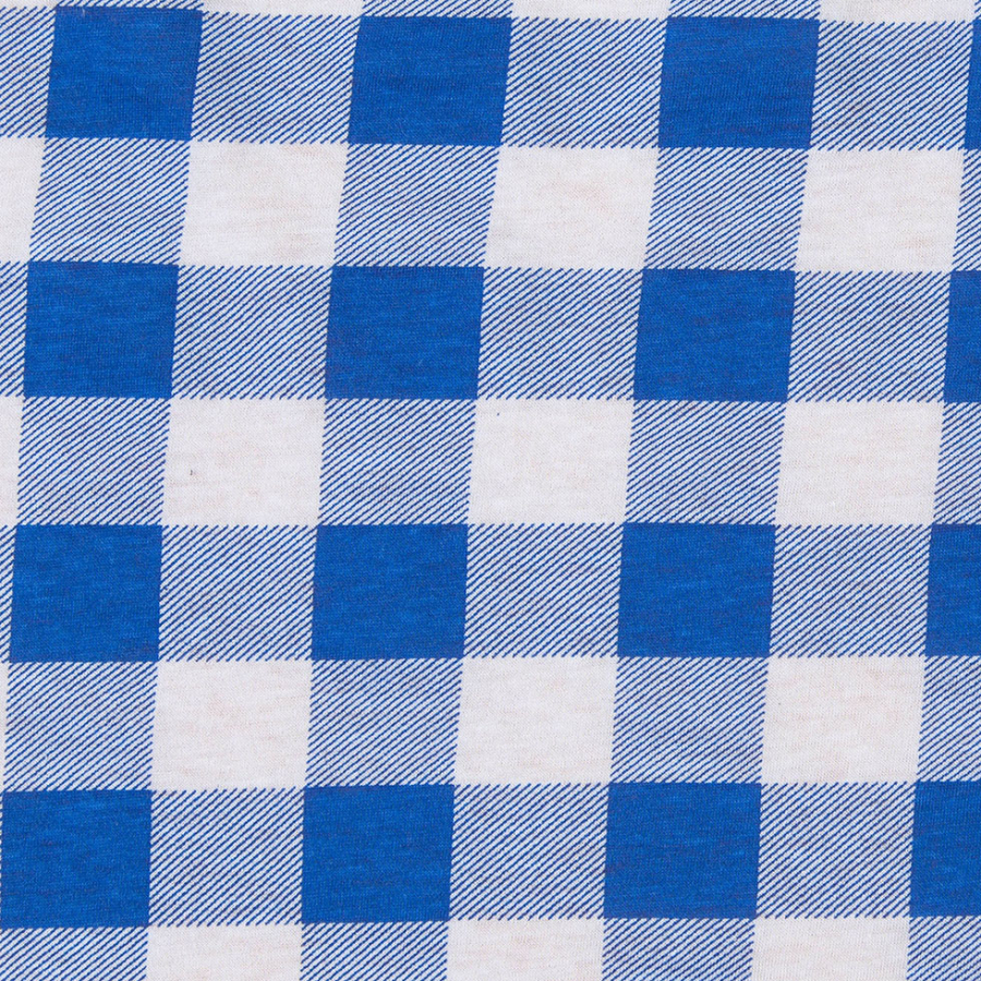 Blue and White Big Checks Cotton Jersey | Mood Fabrics