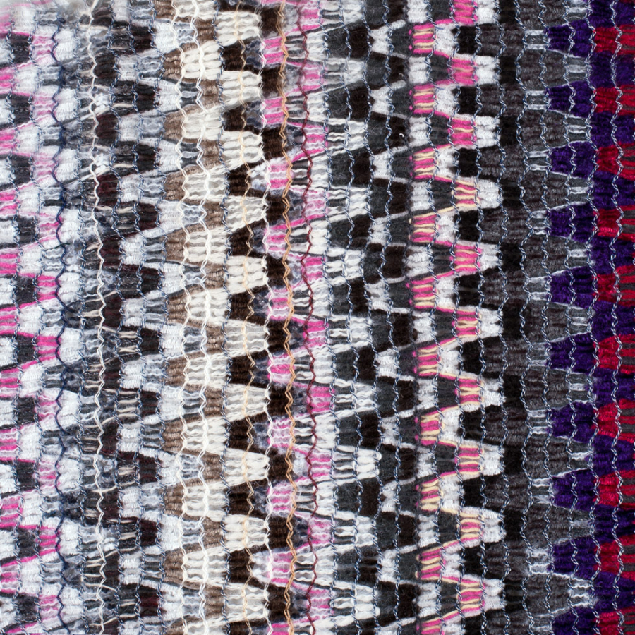 Italian Pink & Gray Multicolor Soft Flamestitch Wool Knit | Mood Fabrics