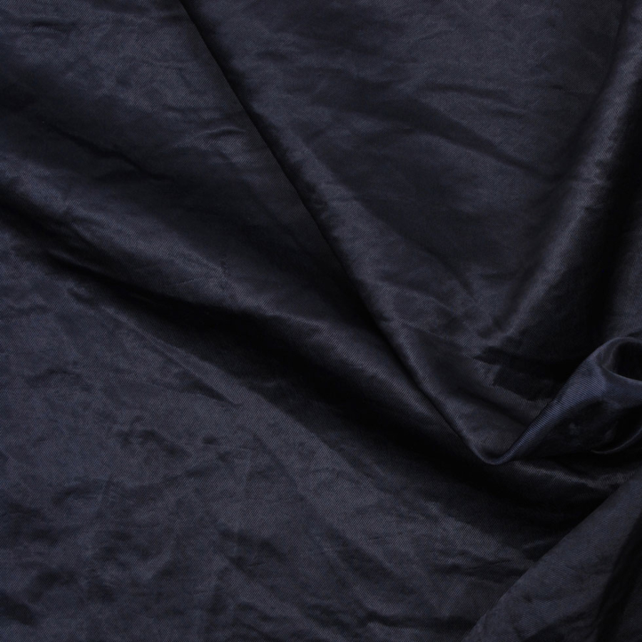 Midnight Blue Solid French Hammered Poly | Mood Fabrics
