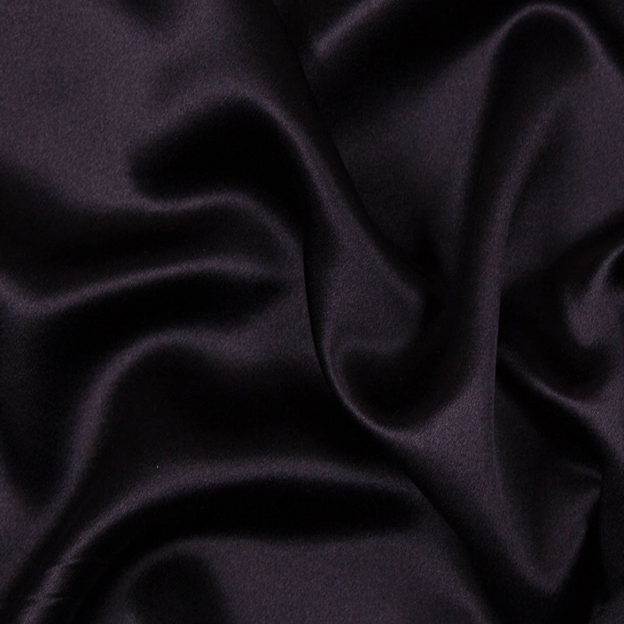 Famous NYC Designer Black Midweight Silk Crepe-Back Satin | Mood Fabrics