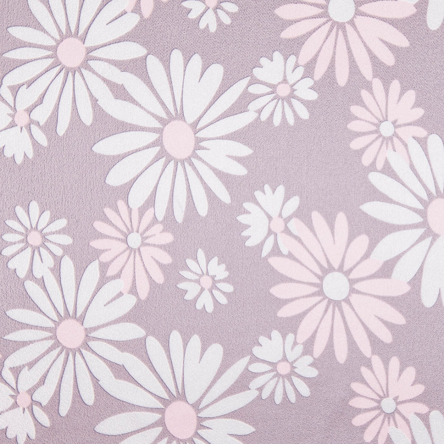 Famous NYC Designer Icy Pale Taupe Daisies Silk Charmeuse | Mood Fabrics