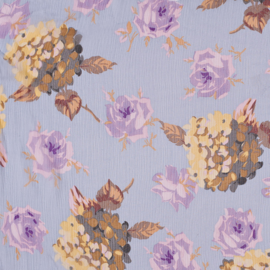 Pearl Blue Anna Sui Delicate Floral Silk Chiffon | Mood Fabrics