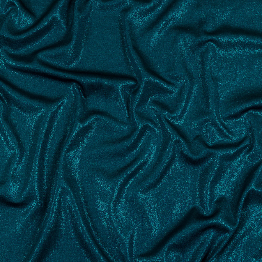 Metallic Teal Polyester Jersey | Mood Fabrics