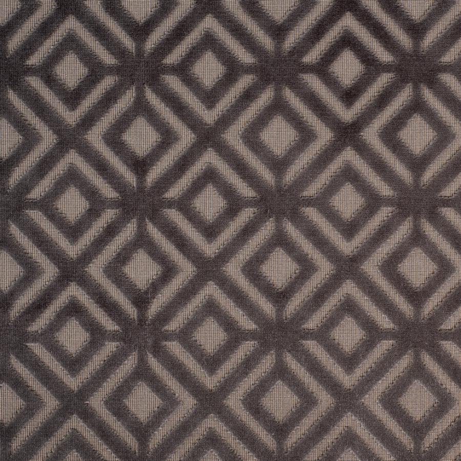 Brown Geometric Cut Velvet | Mood Fabrics