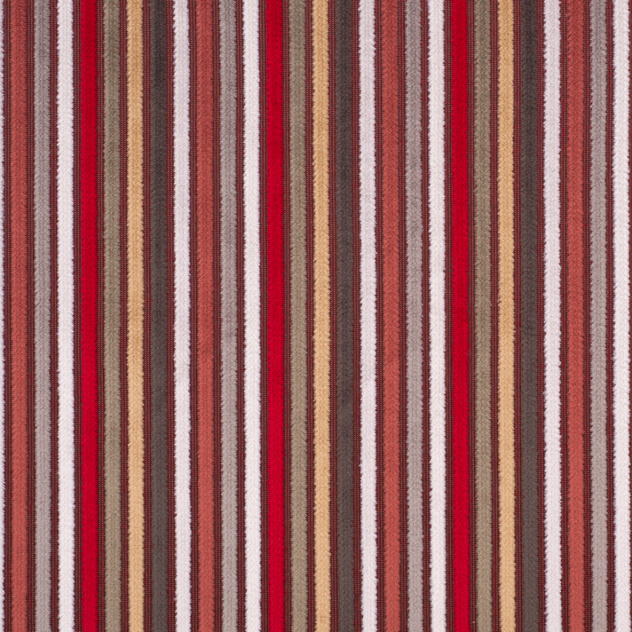 Multicolor Red Striped Velvet | Mood Fabrics