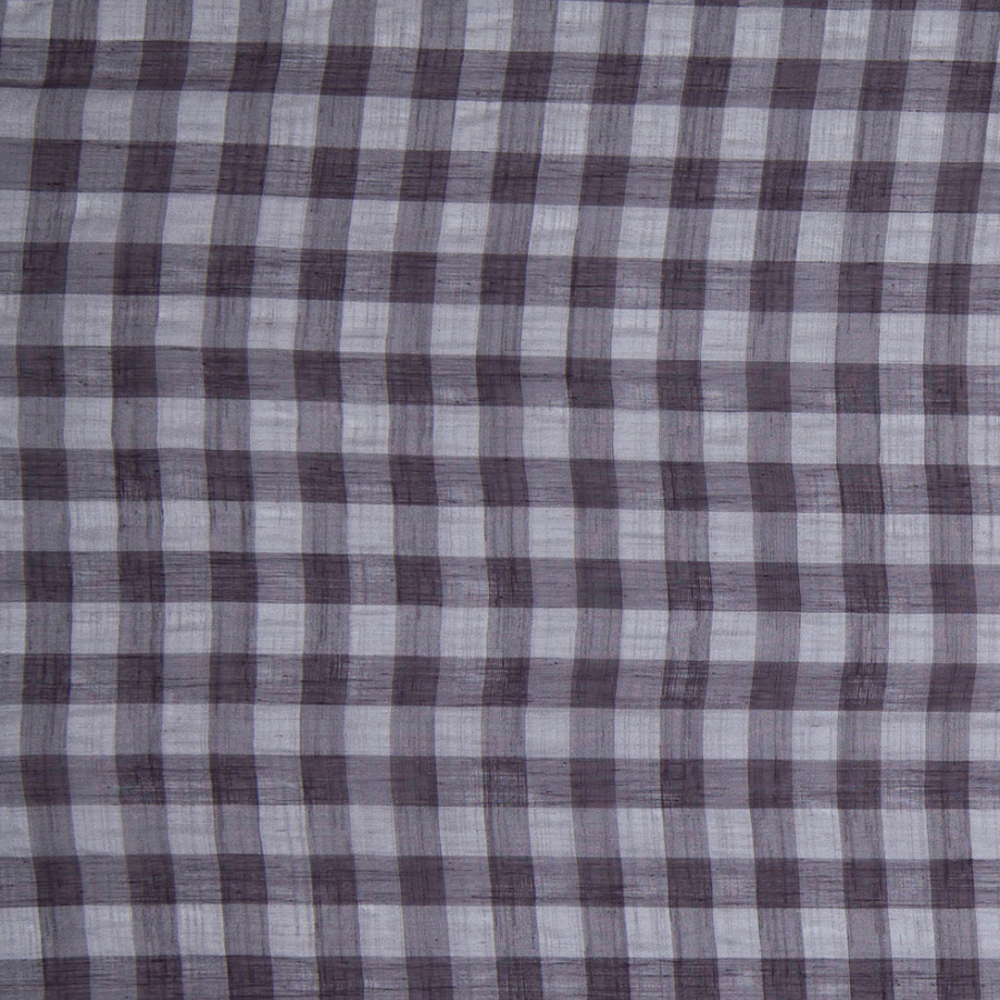 Slate Gray and Black Checked Semi-Sheer Poly Shirting | Mood Fabrics