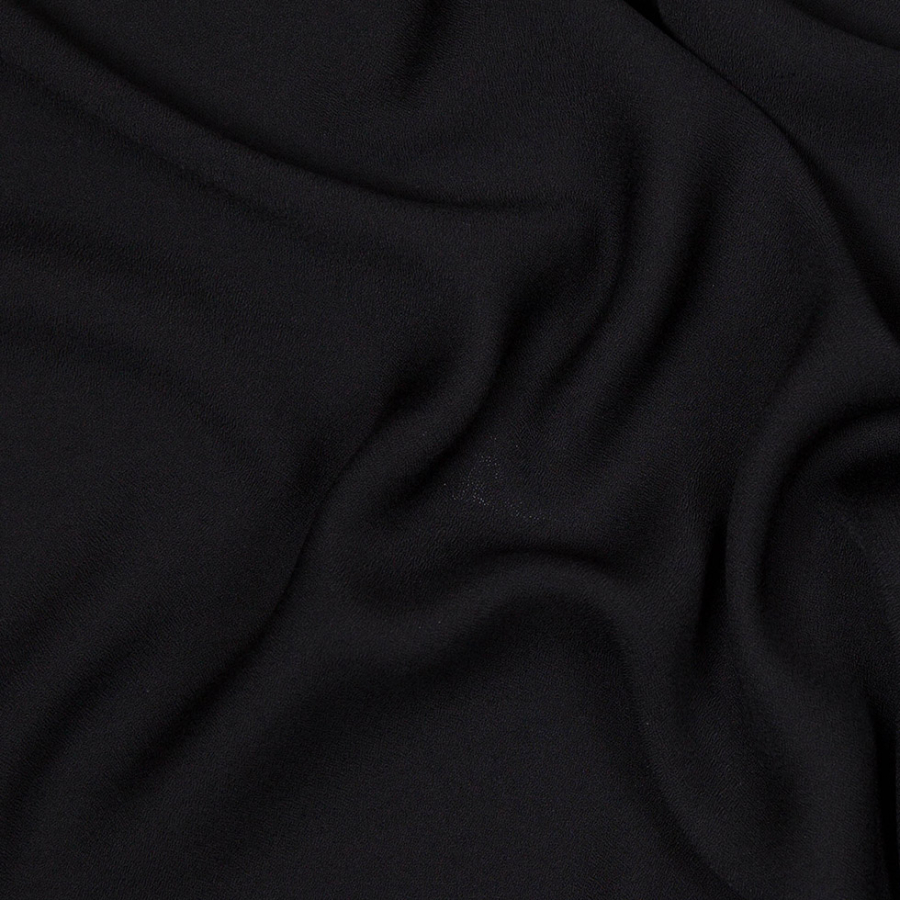 Black Lightweight Polyester Crepe | Mood Fabrics