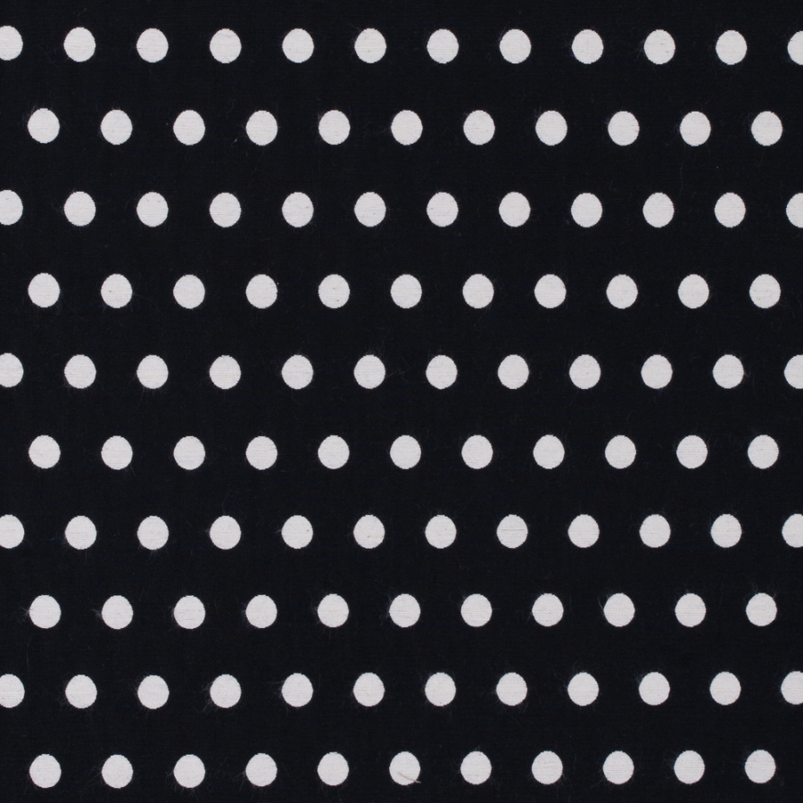 Black and Ivory Polka Dotted Embroidered Woven | Mood Fabrics