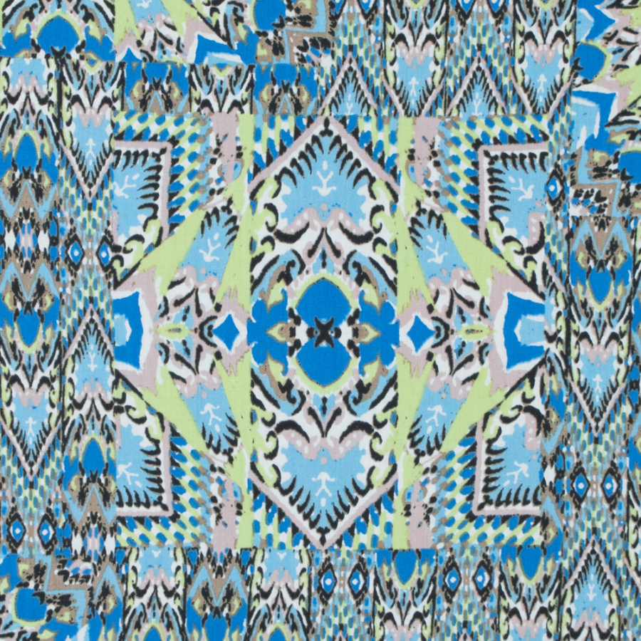 Green and Blue Printed Cotton Batiste | Mood Fabrics