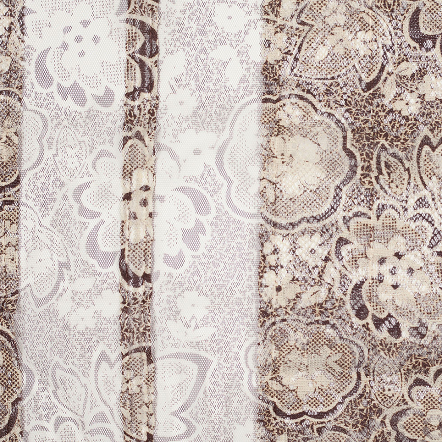 Brown and Beige Stretch Floral Lace | Mood Fabrics