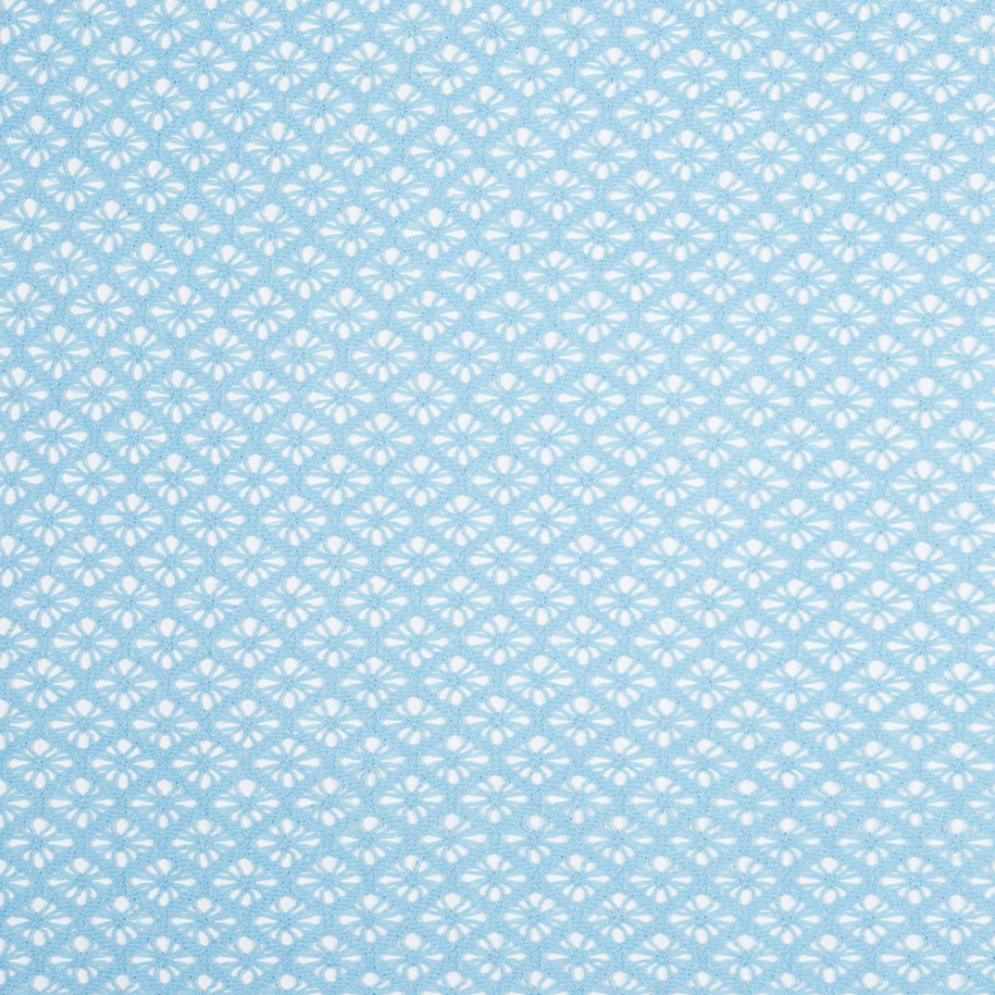 Sky Blue Cotton Blended Floral Lace | Mood Fabrics