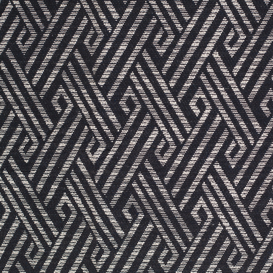 Black and White Tribal Geometric Cotton-Polyester Jacquard | Mood Fabrics