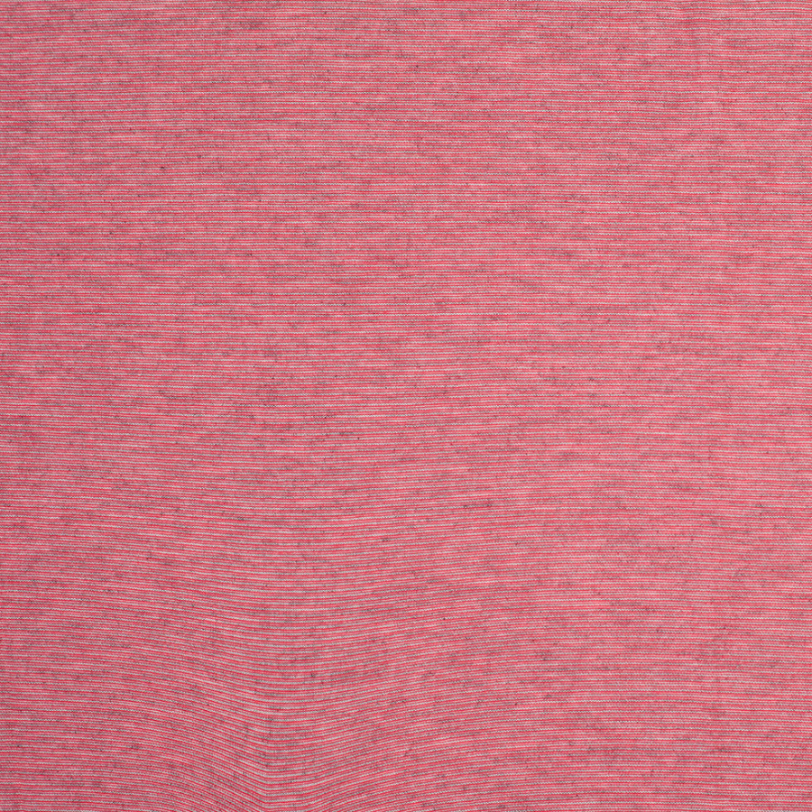 Heathered Gray and Red Striped Cotton-Polyester Jersey | Mood Fabrics