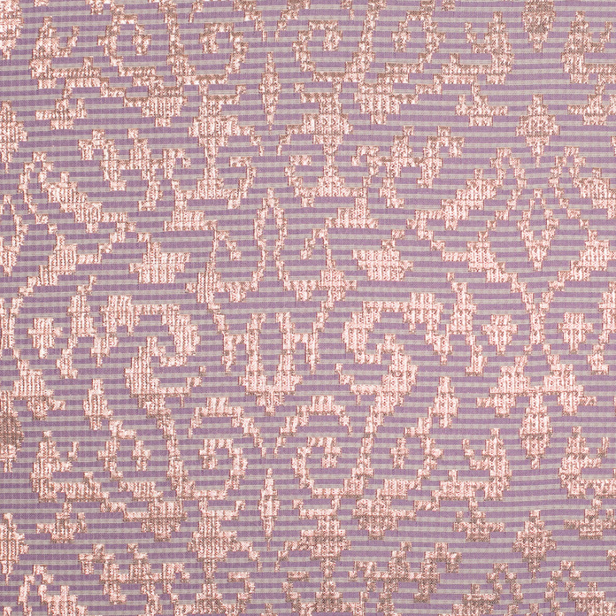 Metallic Copper and Lilac Polyester Brocade | Mood Fabrics
