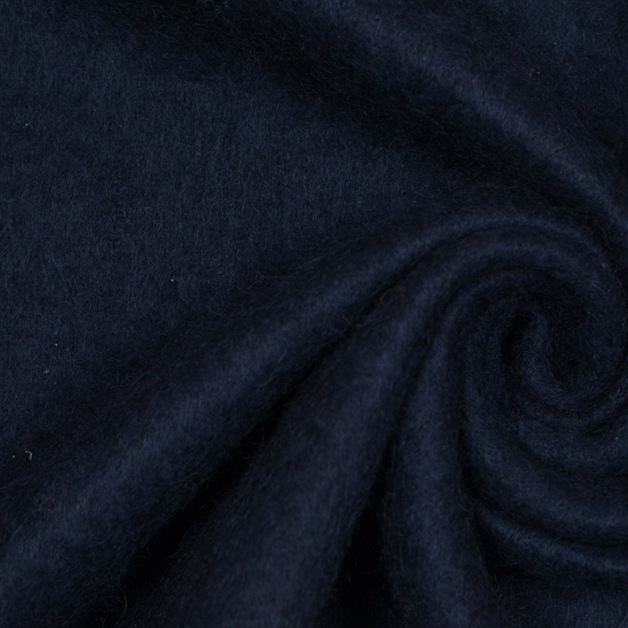 Midnight Blue Fuzzy Mohiar-Wool-Acyrlic Woven | Mood Fabrics