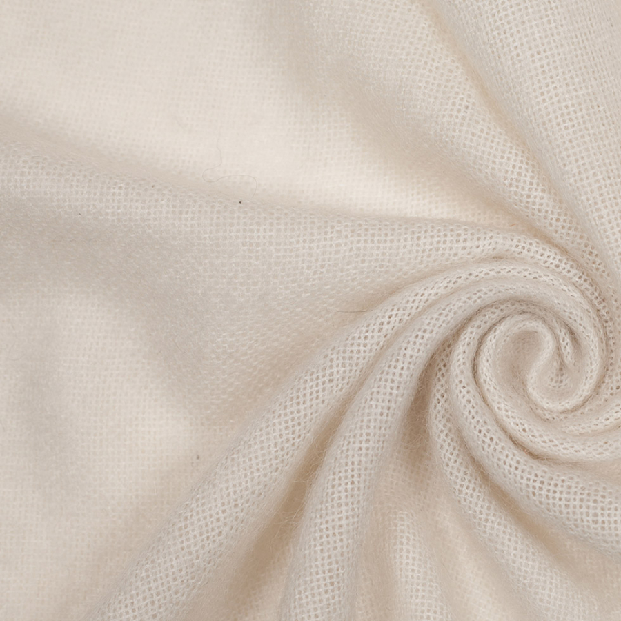 Antique White Fuzzy Wool-Acrylic Woven | Mood Fabrics