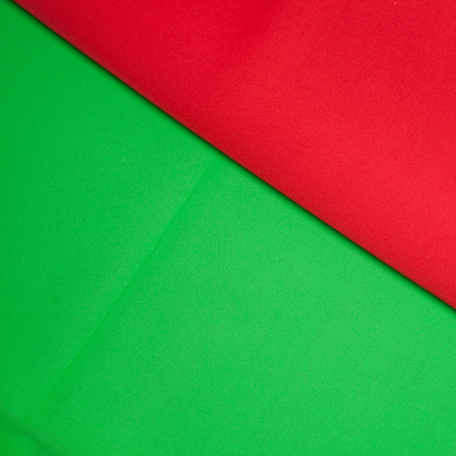True Red/Classic Green Double-Faced Neoprene/Scuba Fabric | Mood Fabrics