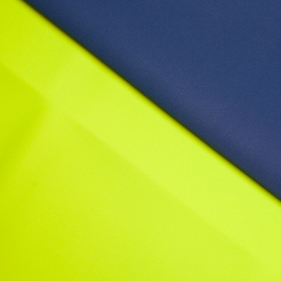 Twilight Blue/Lime Double-Faced Neoprene/Scuba Fabric | Mood Fabrics