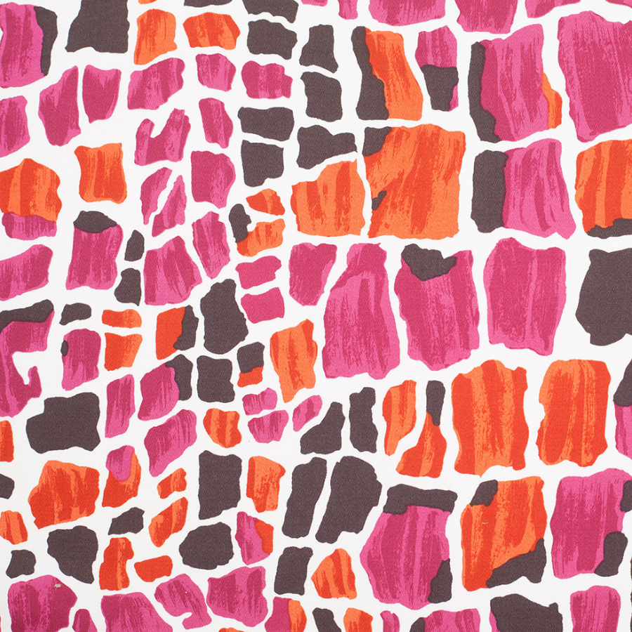Pink/Orange Artist Abstract Stretch Cotton Sateen | Mood Fabrics