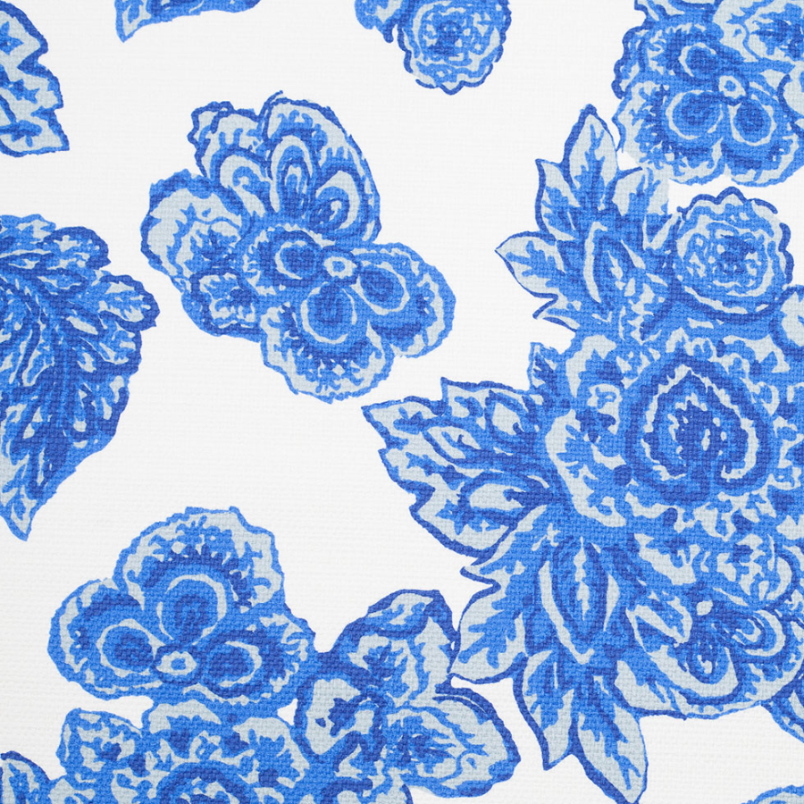 Blue/White Floral Woven Cotton Print | Mood Fabrics