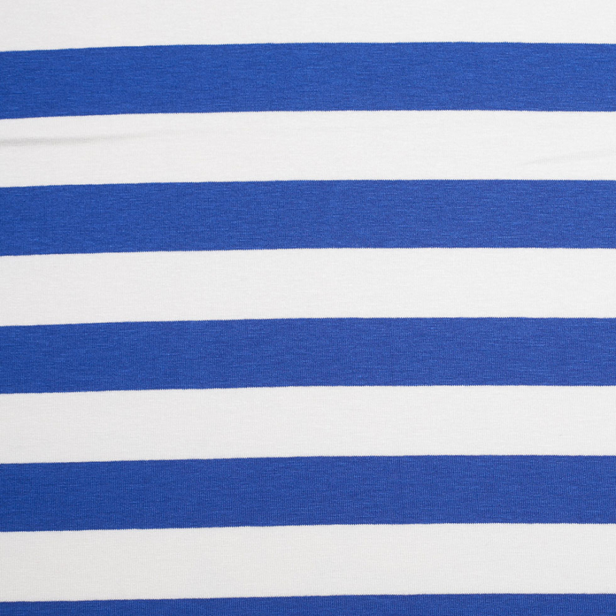 Olympian Blue Striped Rayon Jersey | Mood Fabrics