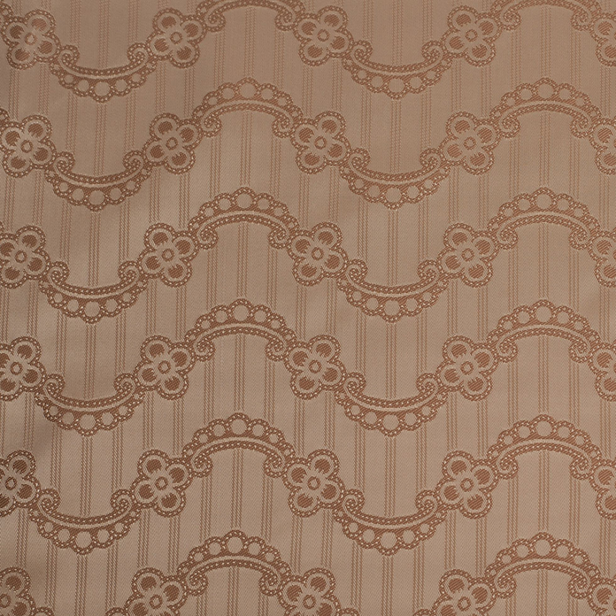 Nougat/Hazel Floral Striped Acetate Lining | Mood Fabrics
