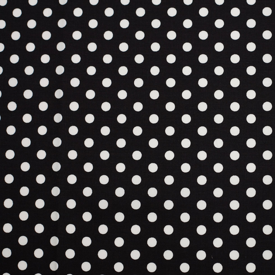 Black/White Polka Dotted Stretch Cotton Twill | Mood Fabrics